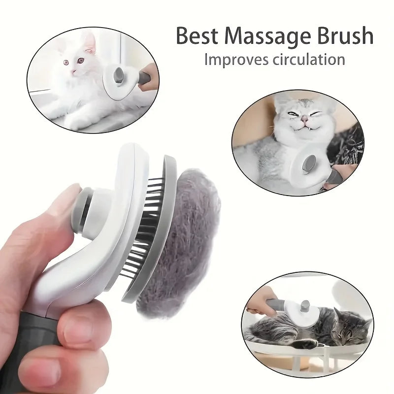 One-Click Self-Cleaning Grooming Brush