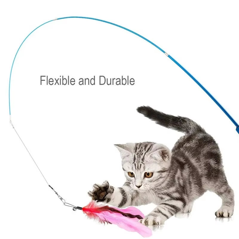 11-Piece Retractable Cat Feather Wand Set